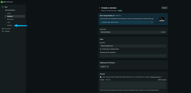Shopify API credentials