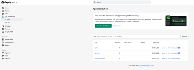 Shopify Partners All Apps
