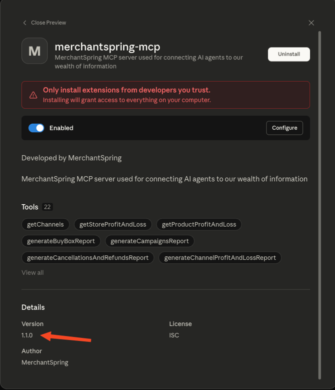 mcp update uninstall